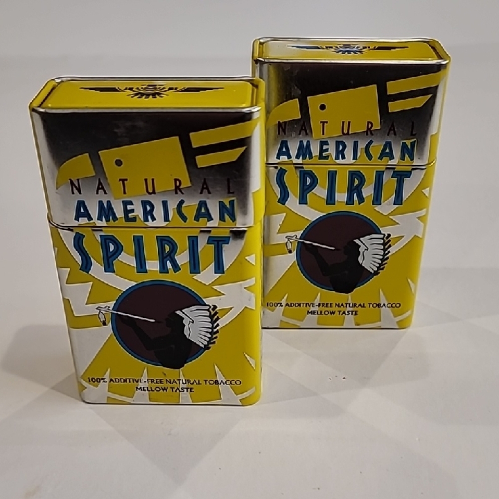 Vintage American Spirit Collectible Cigarette Tin Pack Yellow Silver  OS